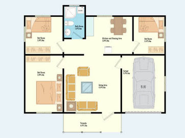 Taşınabilir Çelik Çerçeve Yapısı 4/3 yatak odası Modüler Homes, Mobil Hafif Çelik Villa